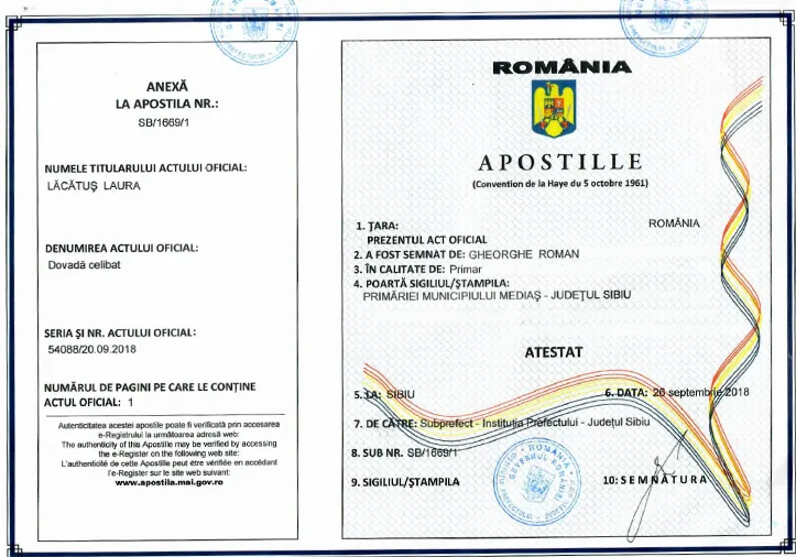 Apostille dalla Romania