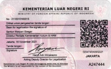 Legalizzazione consolare dall'Indonesia